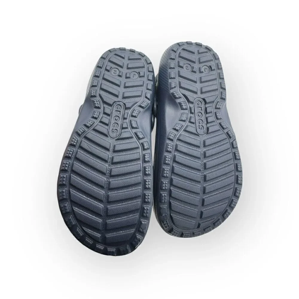 NWOT Crocs Unisex Kids Faux Fur Classic Lined Clog Navy Blue Size J2